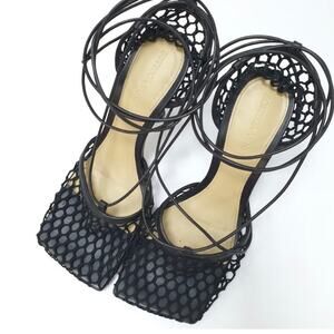 Bottega Veneta Stretch Square-Toe Mesh Pumps Samdals Sz.36